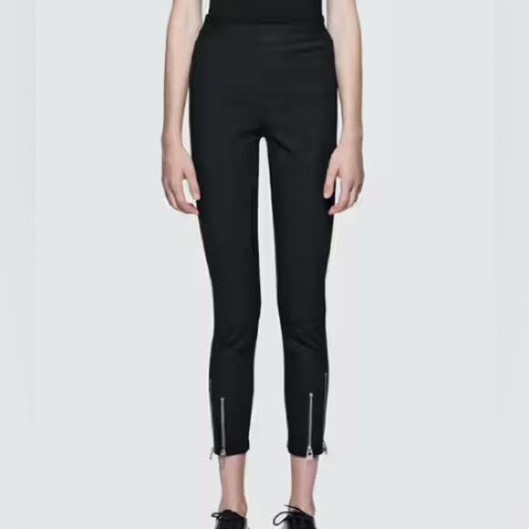 T By Alexander Wang Black Stretch Cotton High Rise Ankle Zip Pants Size 2 - Picture 1 of 9